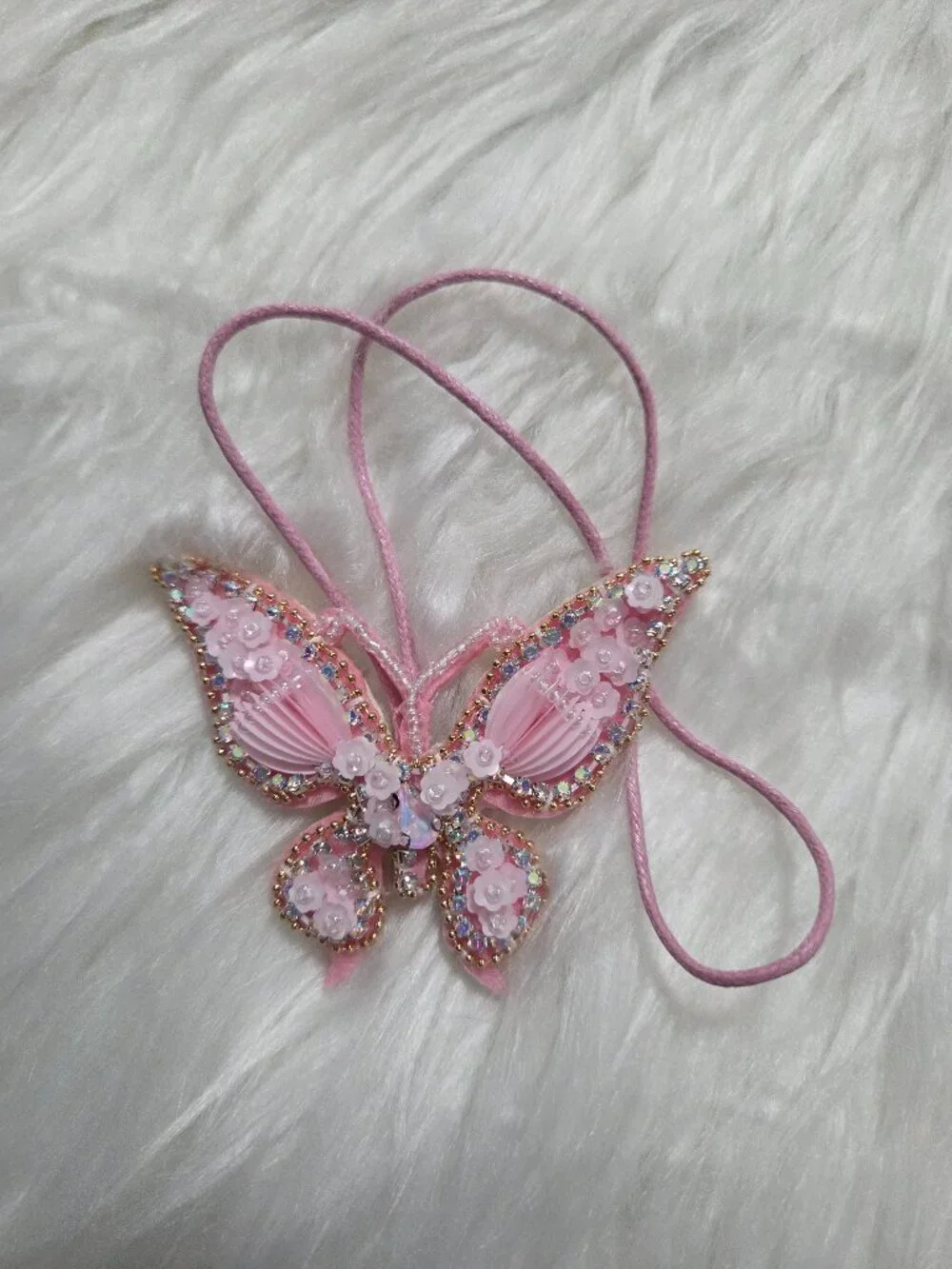 Beaded Butterfly Design Bag Charm